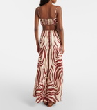 Johanna Ortiz Gathered printed linen maxi skirt