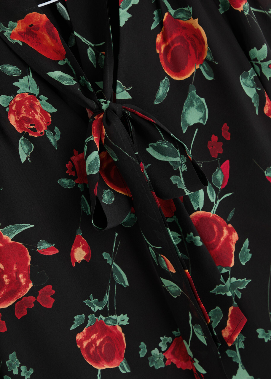 Rixo Moss Floral-print Silk-chiffon Blouse Black