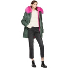 Mr and Mrs Italy Green and Pink Canvas Small Fur Hooded Parka