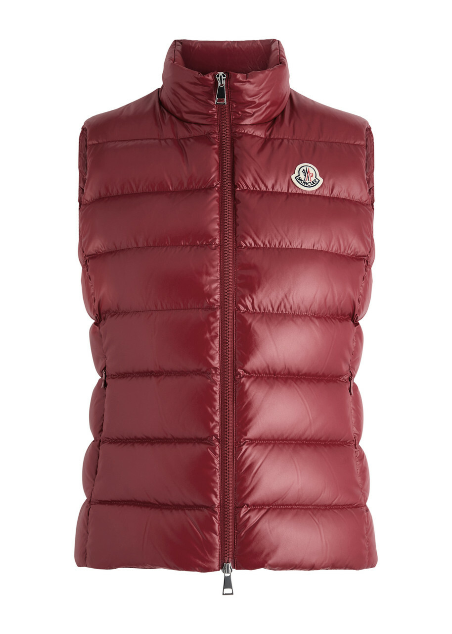 Moncler Ghany Quilted Shell Gilet Burgundy Moncler