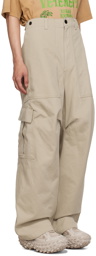 We11done Beige Paneled Cargo Pants