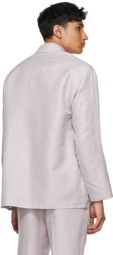 AURALEE Purple Linen & Silk Dobby Shirt Jacket