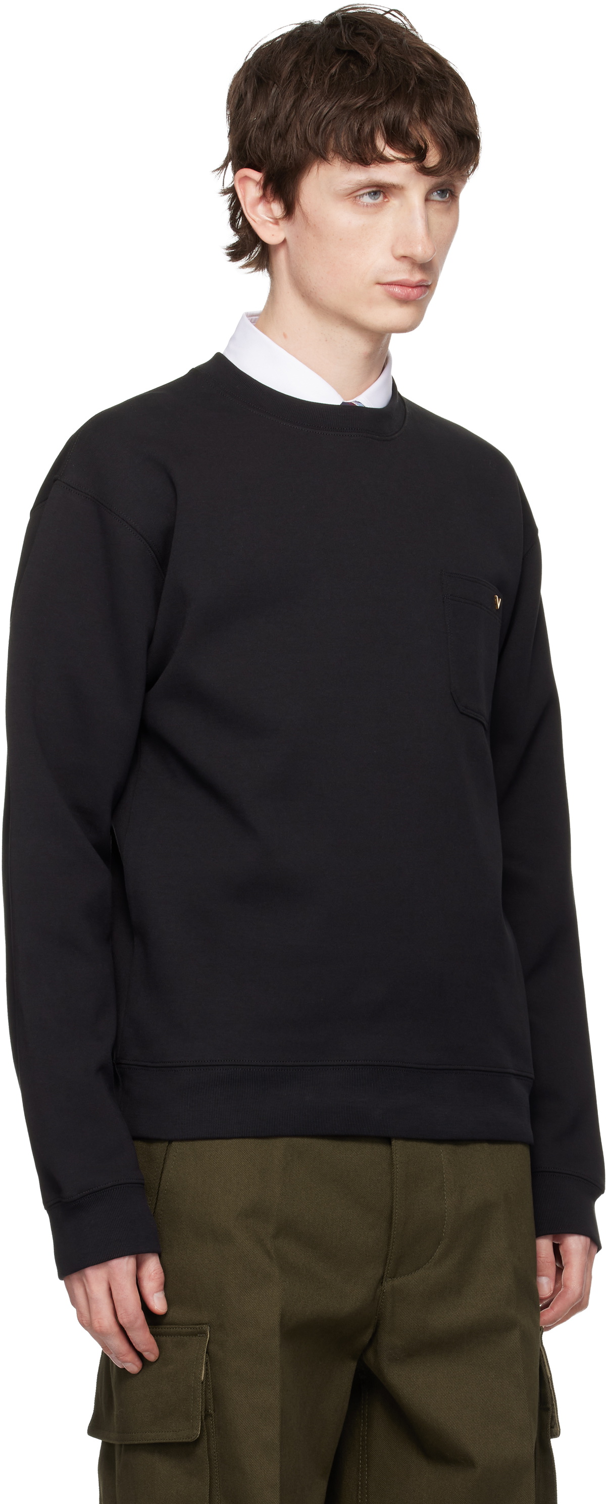 Valentino Black VGold Cotton Jersey Sweatshirt