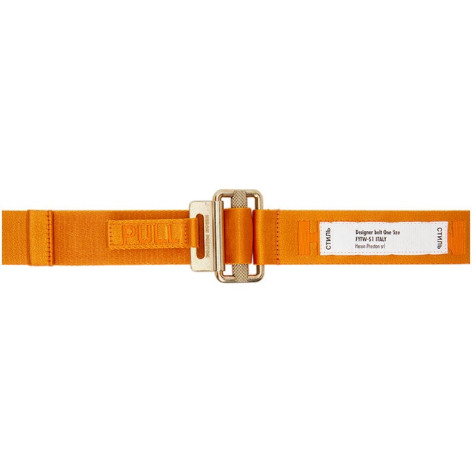 Photo: Heron Preston Orange and Gold Tape Belt
