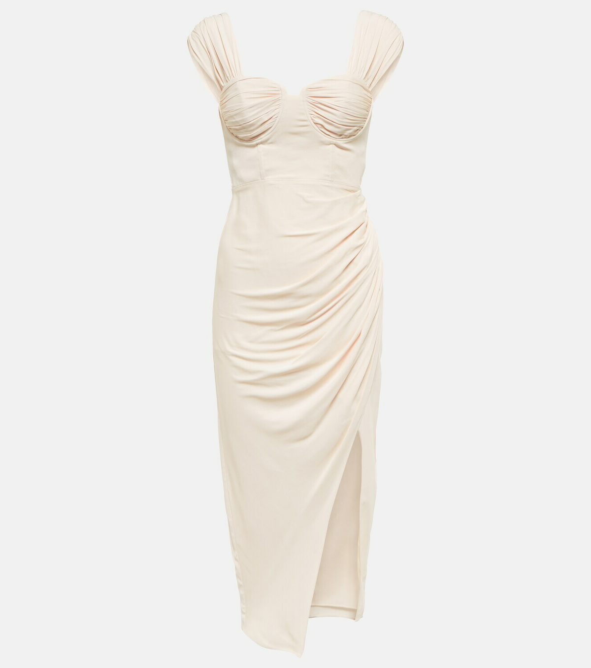 knee length dresses for ladies Self-Portrait // Green Ruched Midi Dress  VSP Consignment