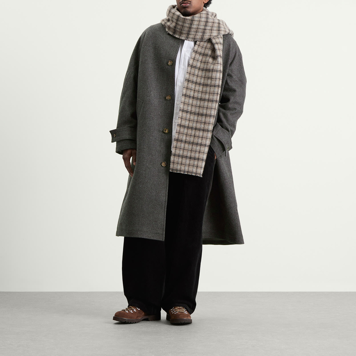 Foret Men's Pine Wool Coat in Dark Grey Melange