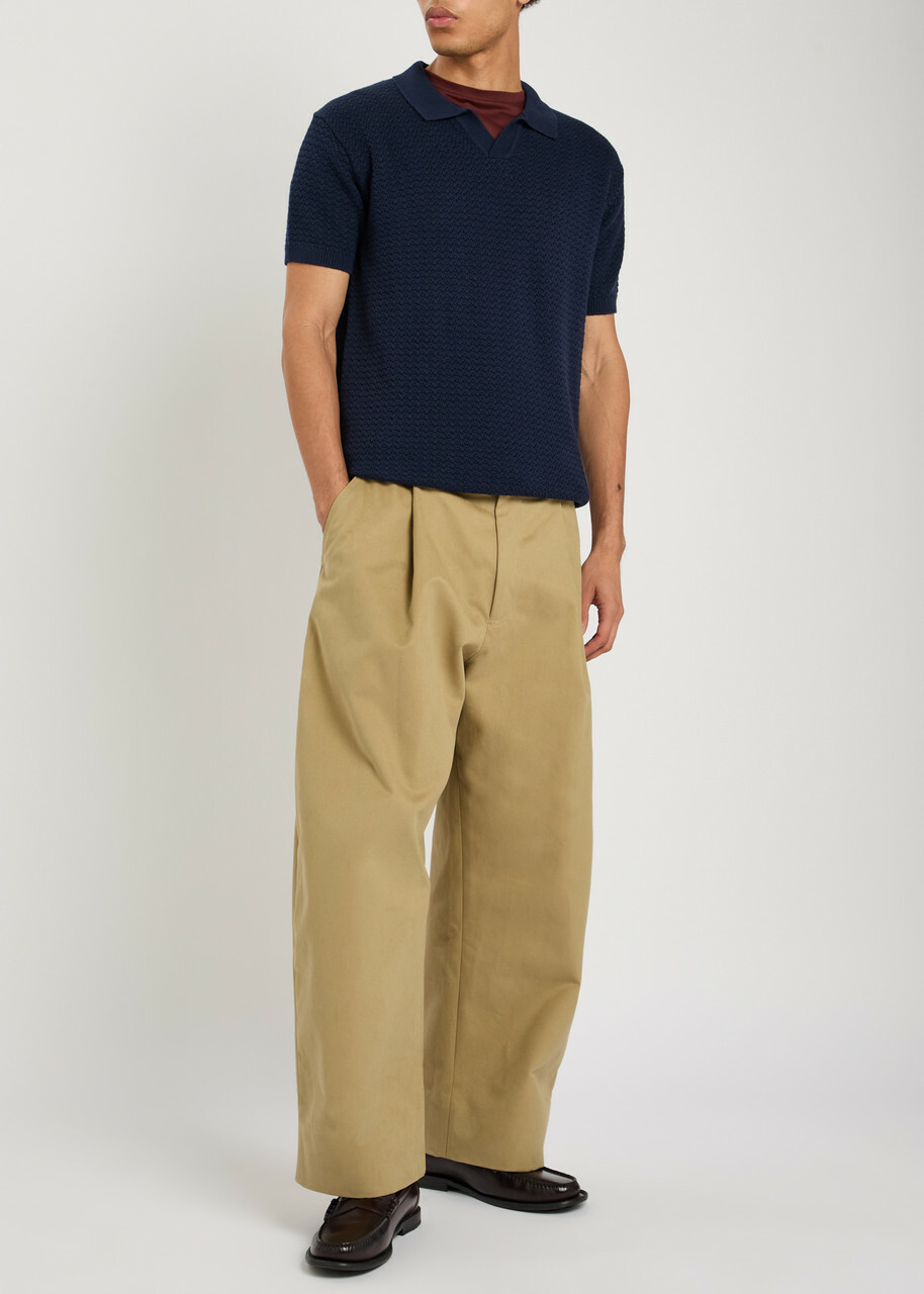Raith Rapha Textured-knit Polo Shirt Navy