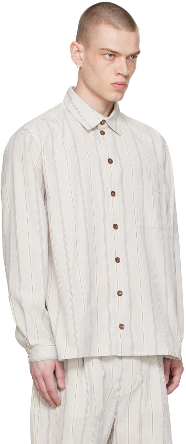 XENIA TELUNTS White & Blue Stripe Daily Shirt