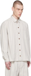 XENIA TELUNTS White & Blue Stripe Daily Shirt