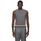 Thom Browne SSENSE Exclusive Grey Aran Cable Stripe Vest