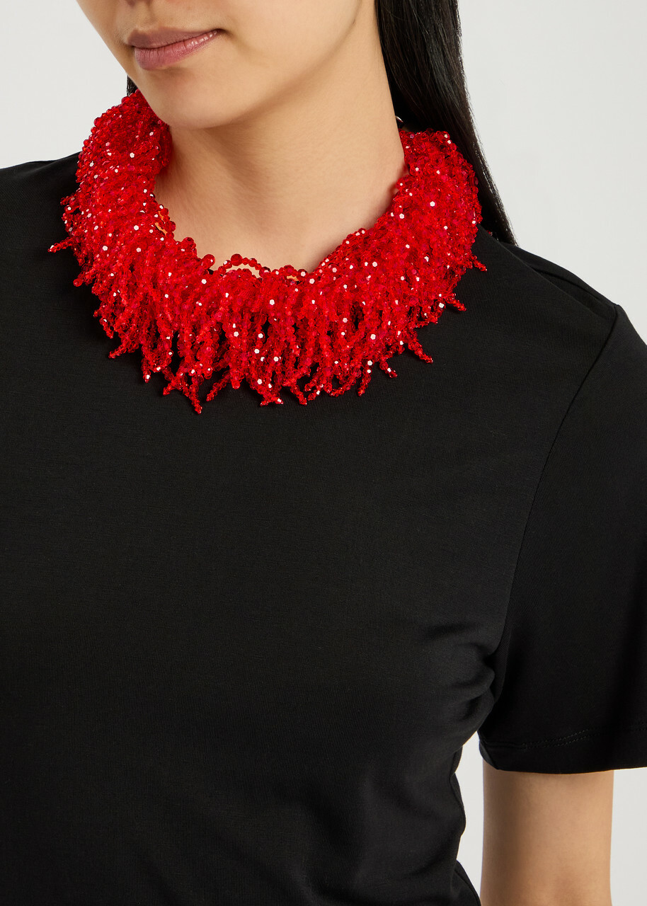 Simone Rocha Cascading Crystal Tassle Necklace - Red - One Size