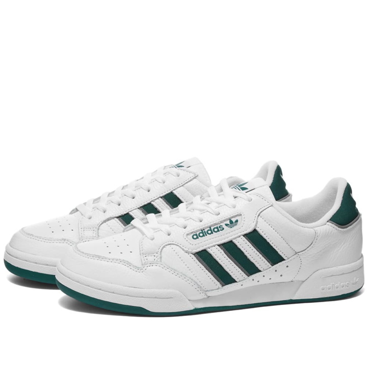 Photo: Adidas Continental 80 Stripes Sneakers in White/Collegiate Green/Grey Three
