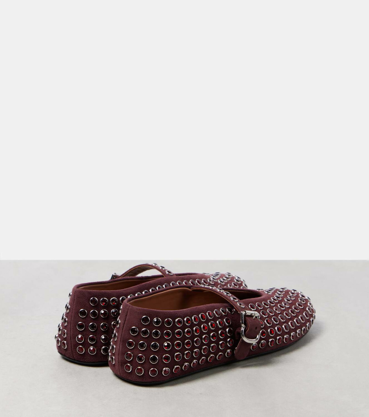 Alaïa Embellished suede ballet flats ALAÏA