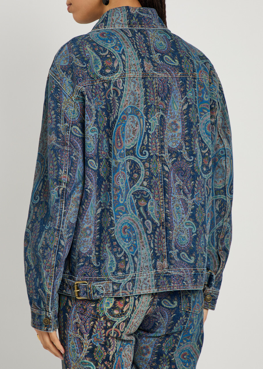 Etro Patterned Denim Jacket Blue