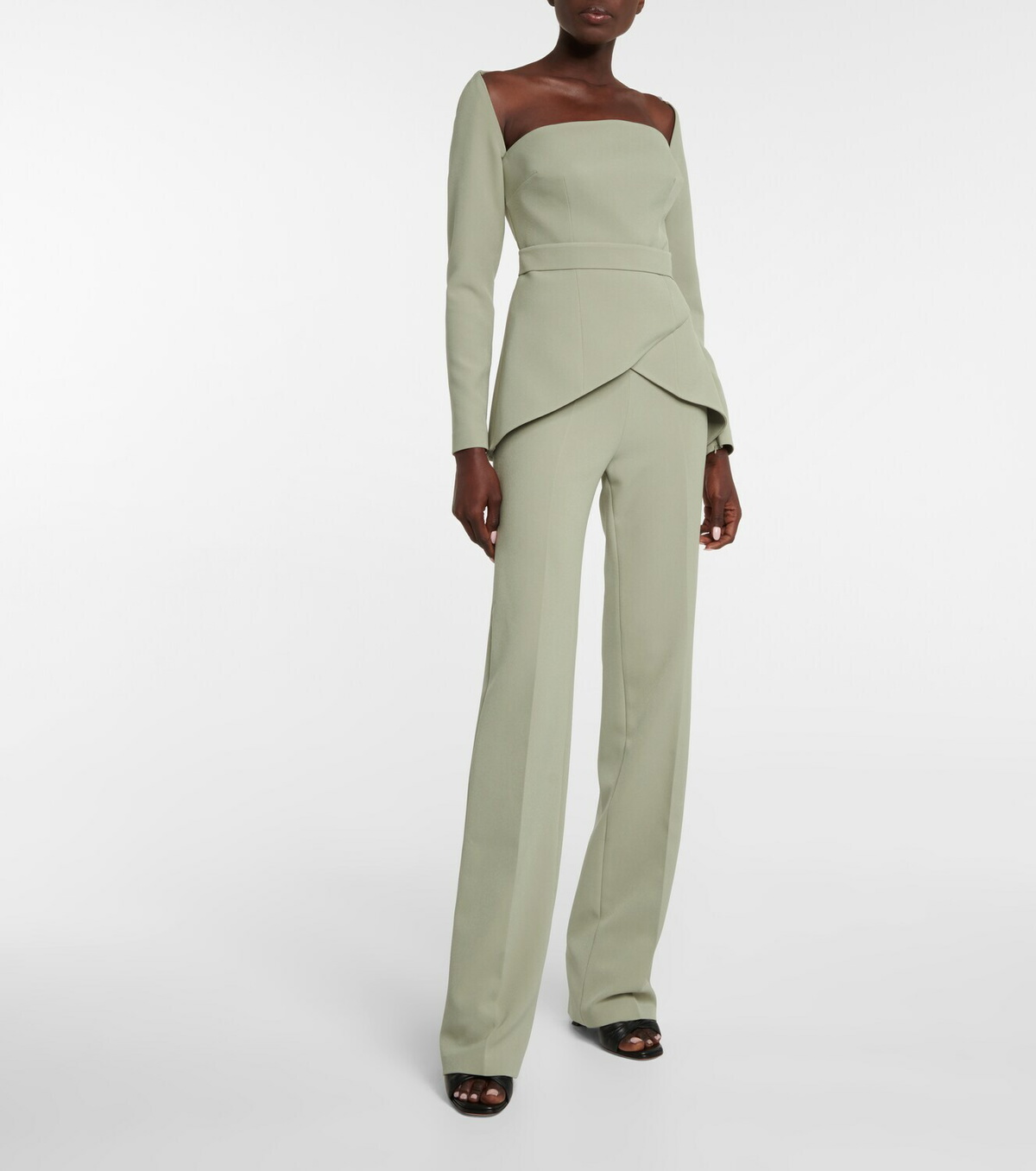 Safiyaa Goldie high-rise straight crêpe pants