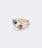 Yvonne Léon Alliance Coccinelle Scarabée Mini 9kt gold and enamel ring with diamonds