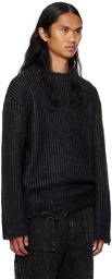Juun.J Black Distressed Sweater