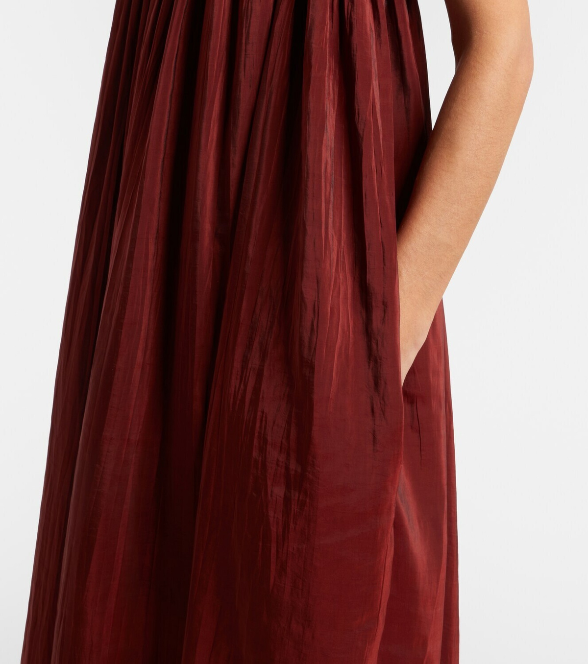 Saint Laurent Gathered taffeta midi dress