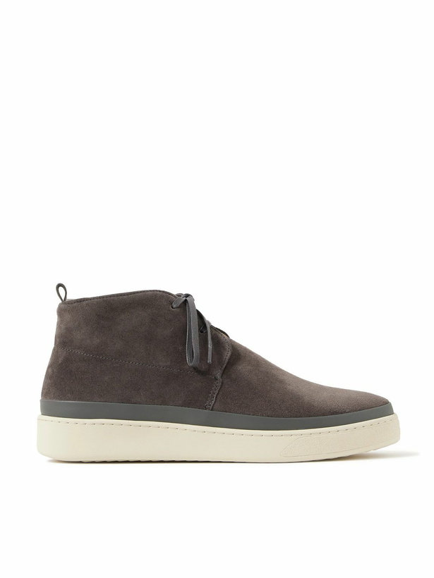 Photo: Mulo - Leather-Trimmed Waxed-Suede Chukka Boots - Gray