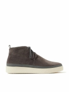Mulo - Leather-Trimmed Waxed-Suede Chukka Boots - Gray