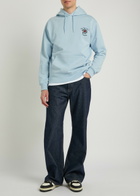 DRÔLE DE Monsieur Nfpm Floral-embroidered Hooded Cotton Sweatshirt Light Blue