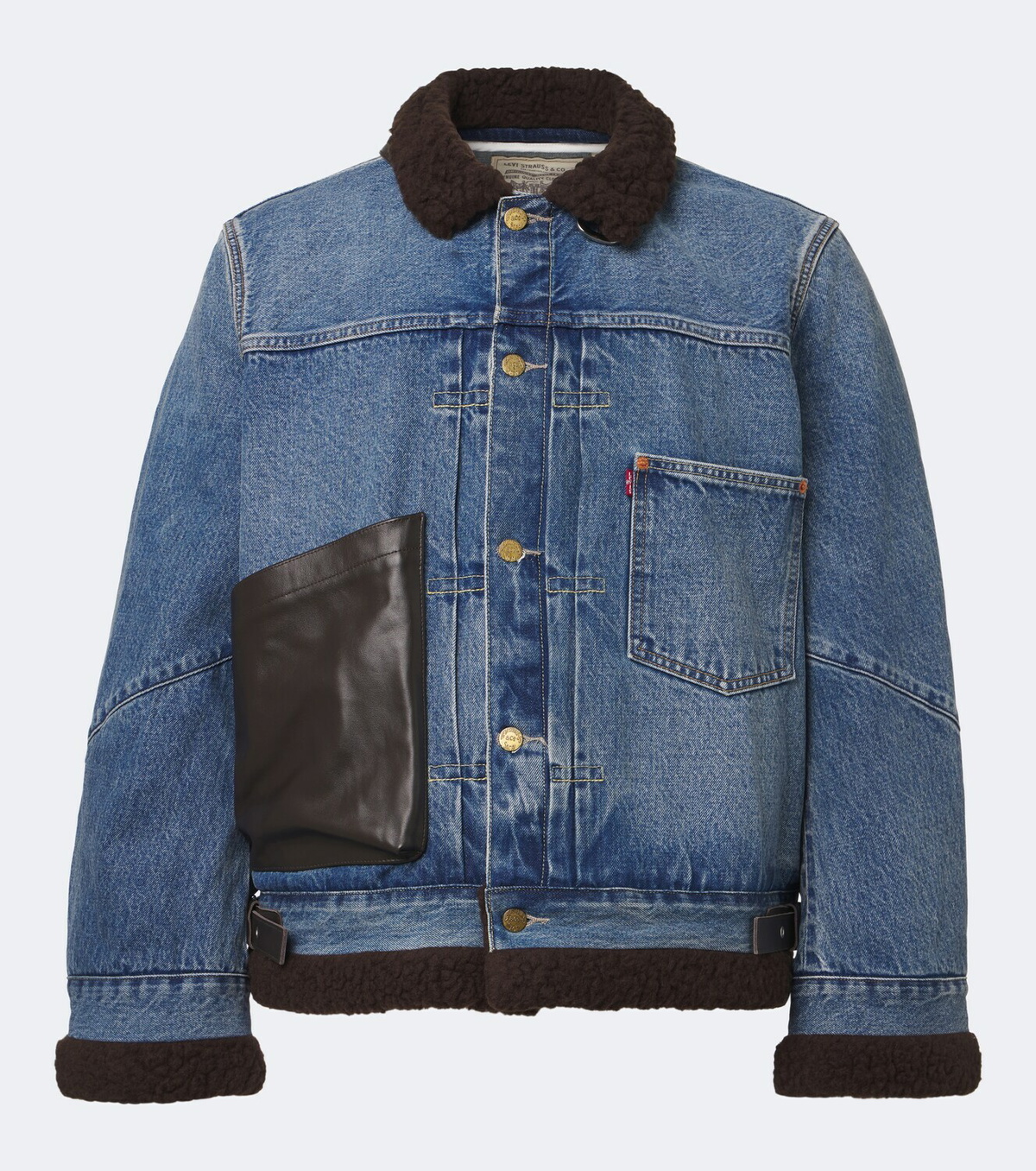 Sacai Leather-trimmed denim jacket Sacai