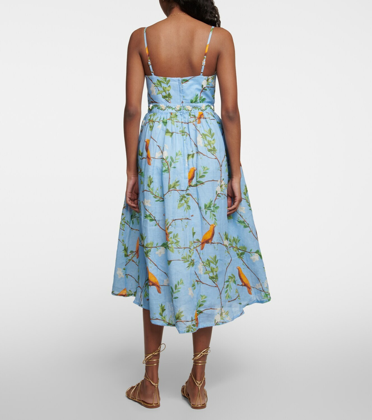 Agua by Agua Bendita Acacias Aves printed linen midi dress