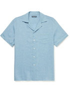 FRESCOBOL CARIOCA - Thomas Camp-Collar Linen Shirt - Blue