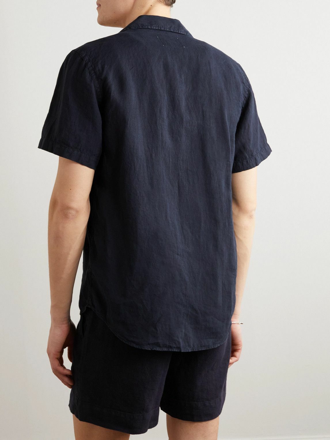La Paz - Silveira Convertible-Collar Linen Shirt - Blue