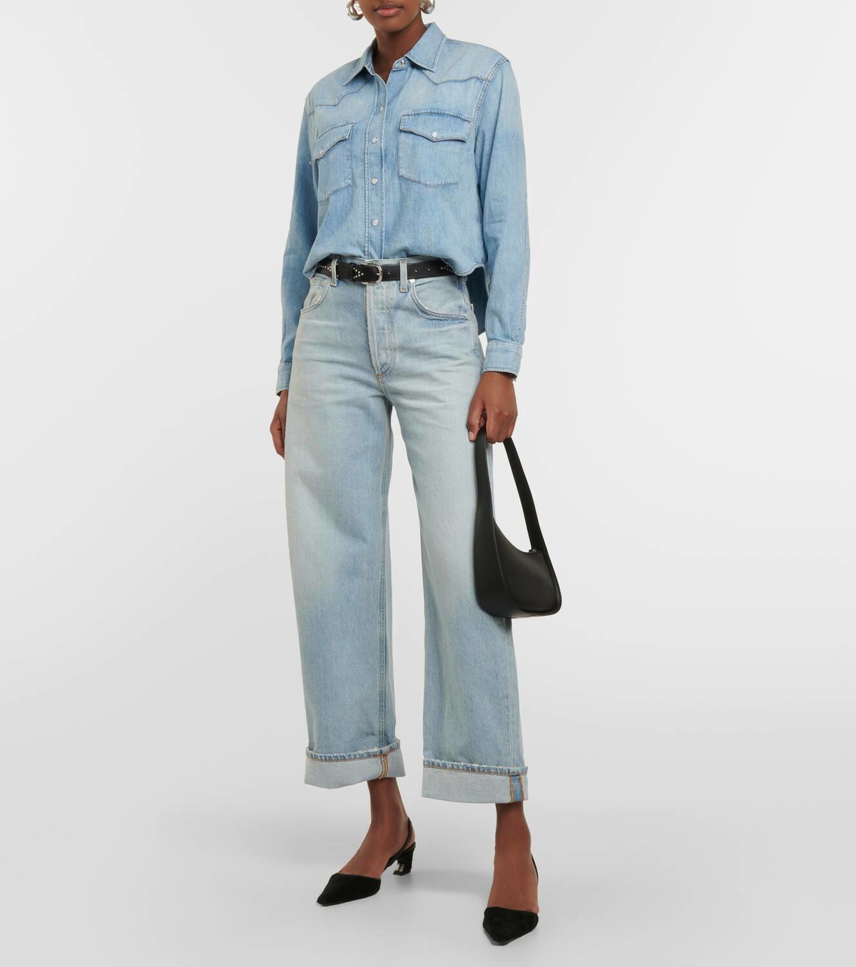 トップス CITIZENS OF HUMANITY CROPPED DENIM SHIRT Citizens of Humanity Cropped cotton denim shirt Citizens of Humanity