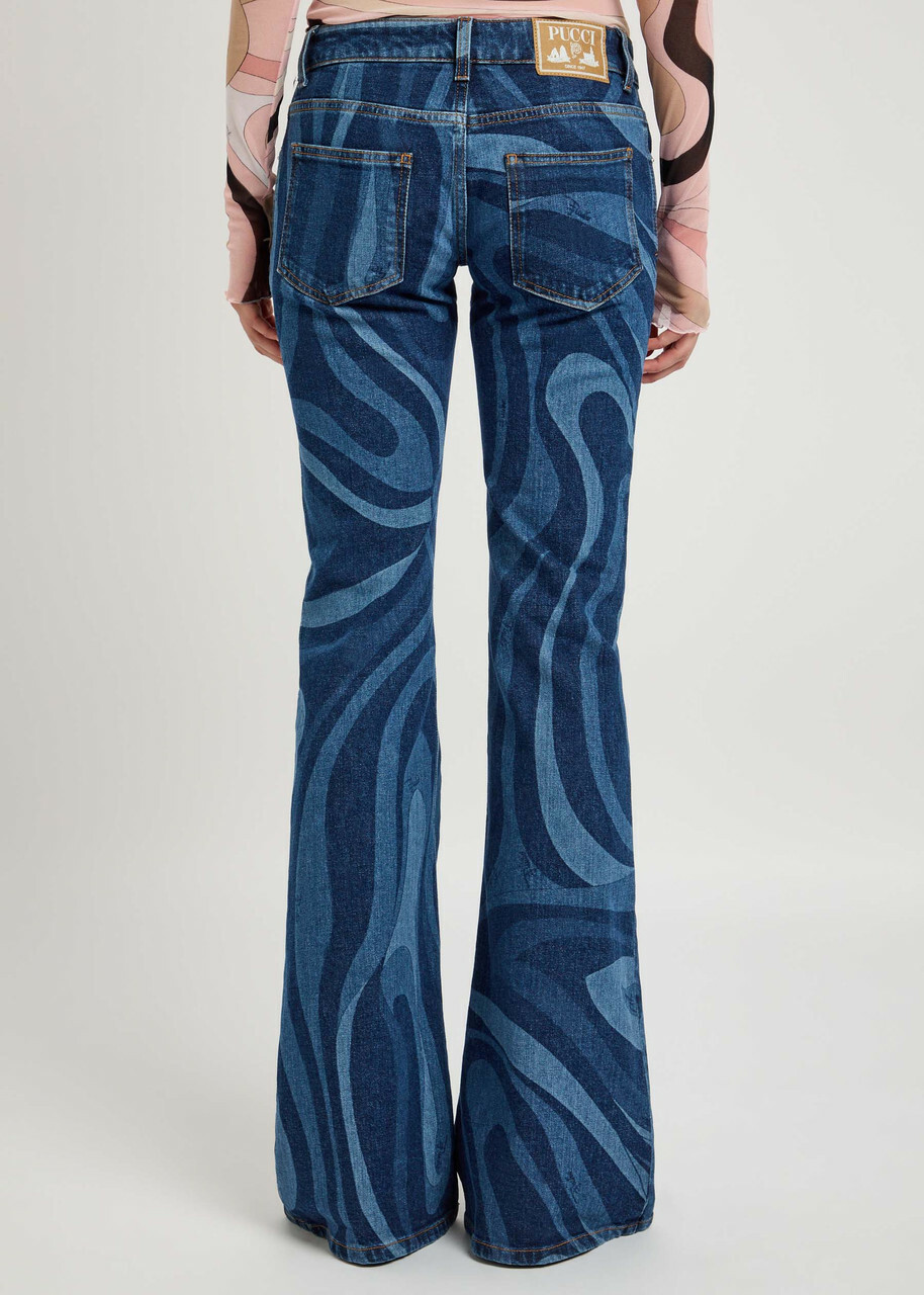 Pucci Wave-printed Flared-leg Jeans Denim