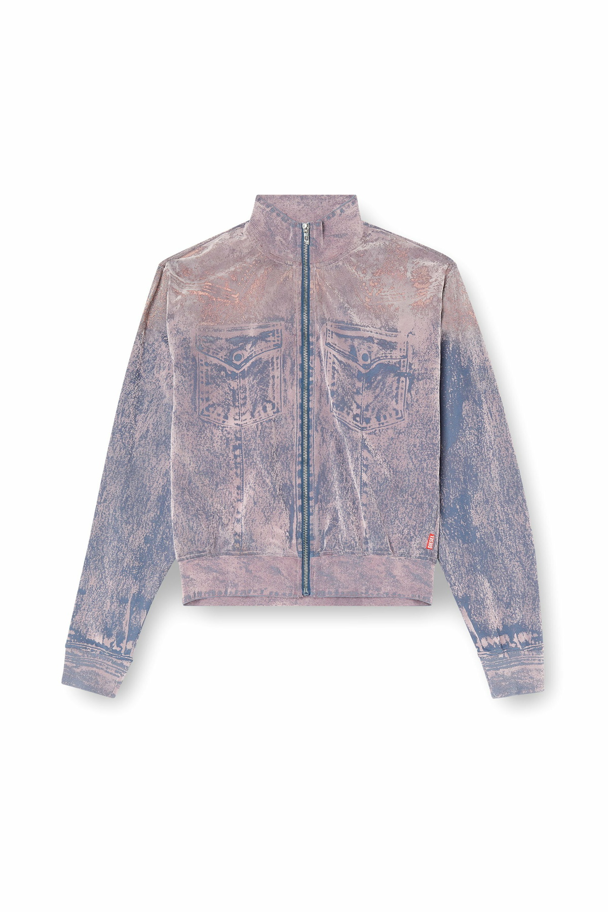 Diesel Trompe l'oeil flocked zip-up sweatshirt - Sweaters Womens in Multicolor