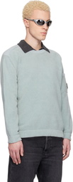 C.P. Company Blue Cotton Chenille Crewneck Lens Sweater