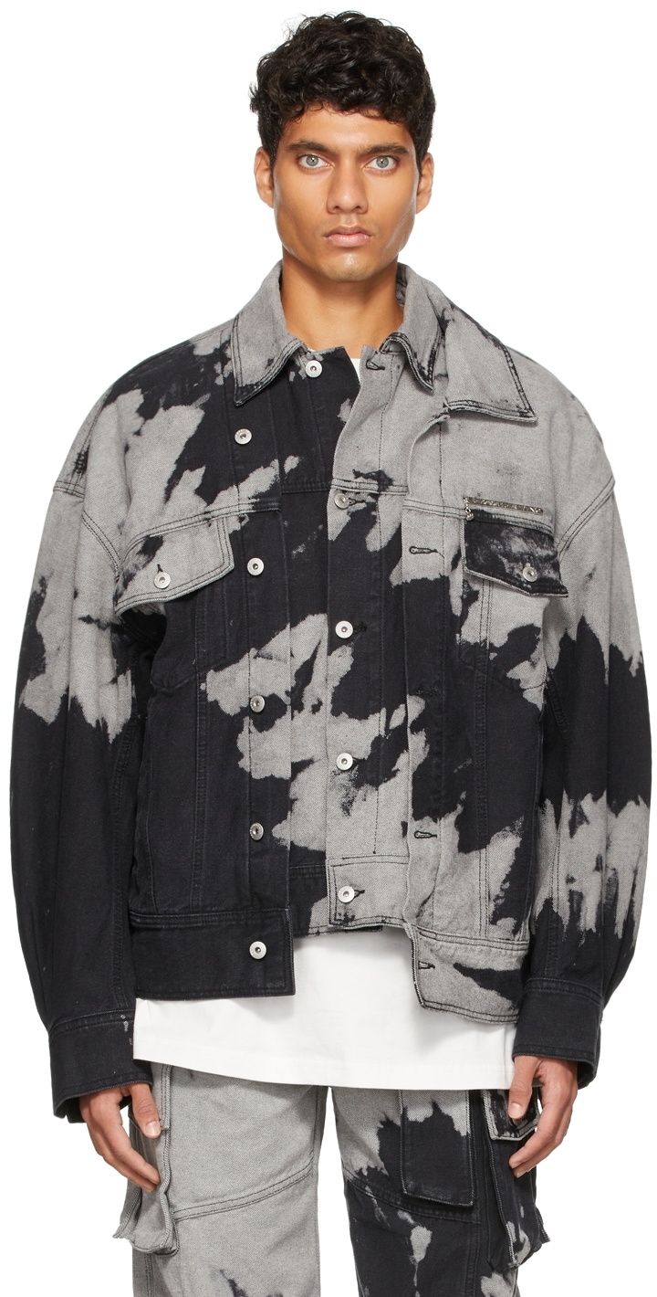 Feng Chen Wang Black & Gray Denim Jacket Feng Chen Wang