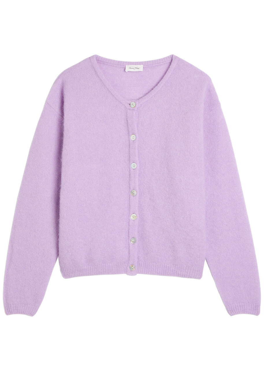 American Vintage Vitow Brushed Alpaca and Wool-blend Cardigan Light Purple