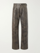 Rick Owens - Geth Wide-Leg Leather Trousers - Brown