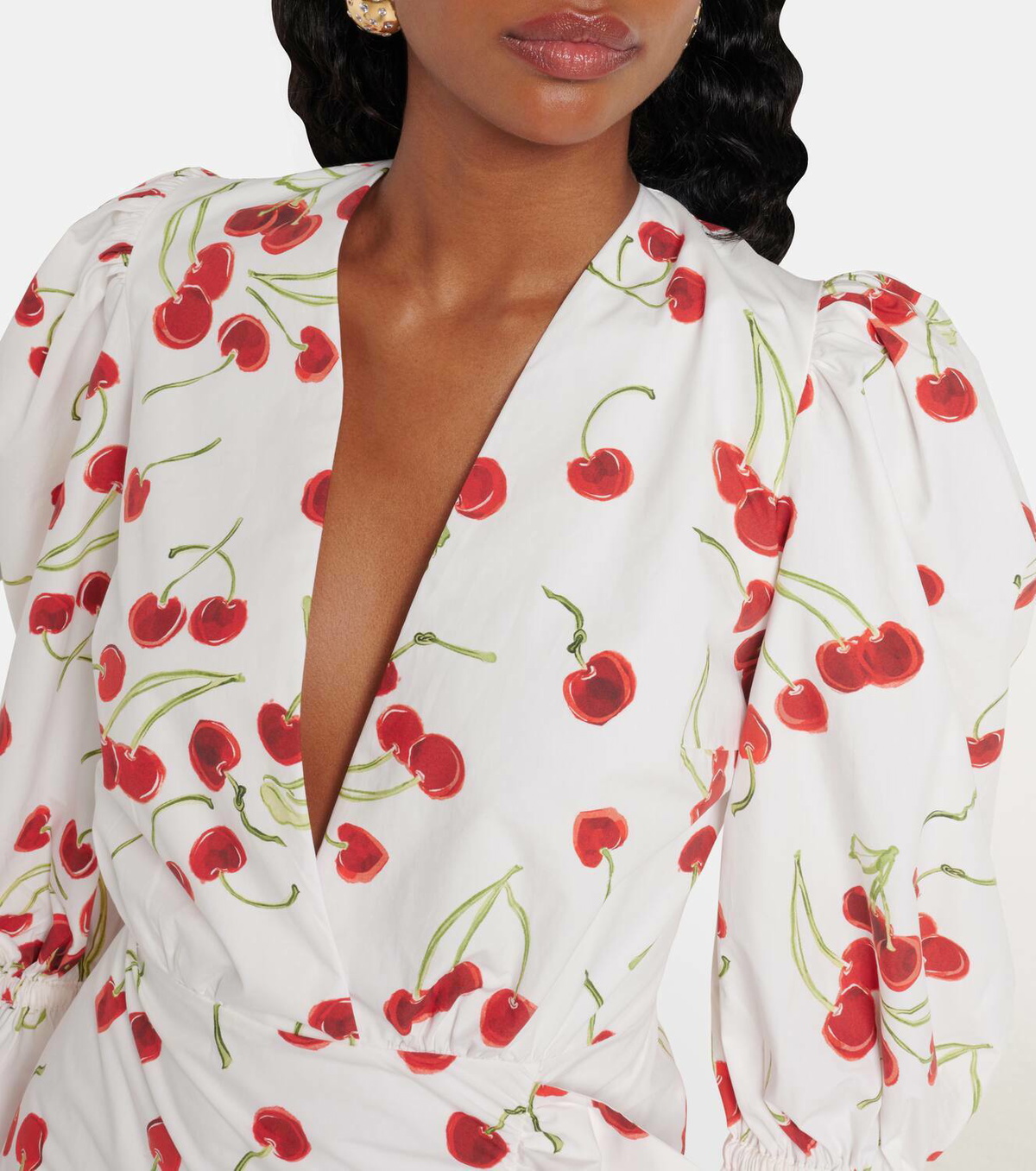 Adriana Degreas Puff-sleeve cotton-blend minidress