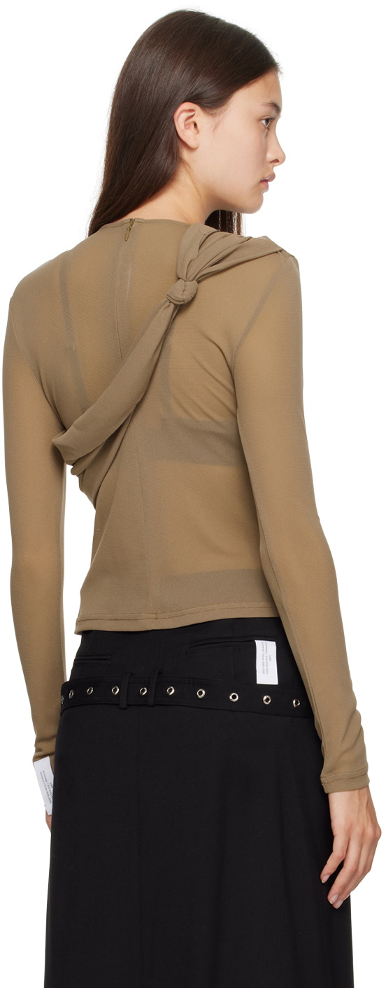 Rokh Brown Knotted Long Sleeve T-Shirt