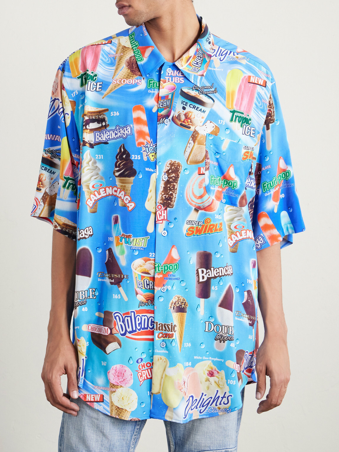 Balenciaga - Sweet Treat Minimal Oversized Printed Poplin Shirt - Blue