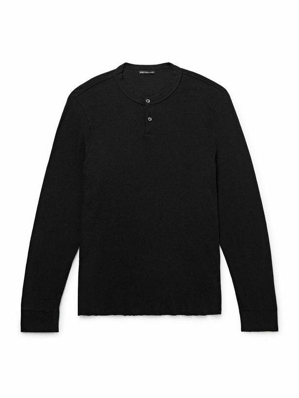Photo: James Perse - Cotton-Jersey Henley Shirt - Black