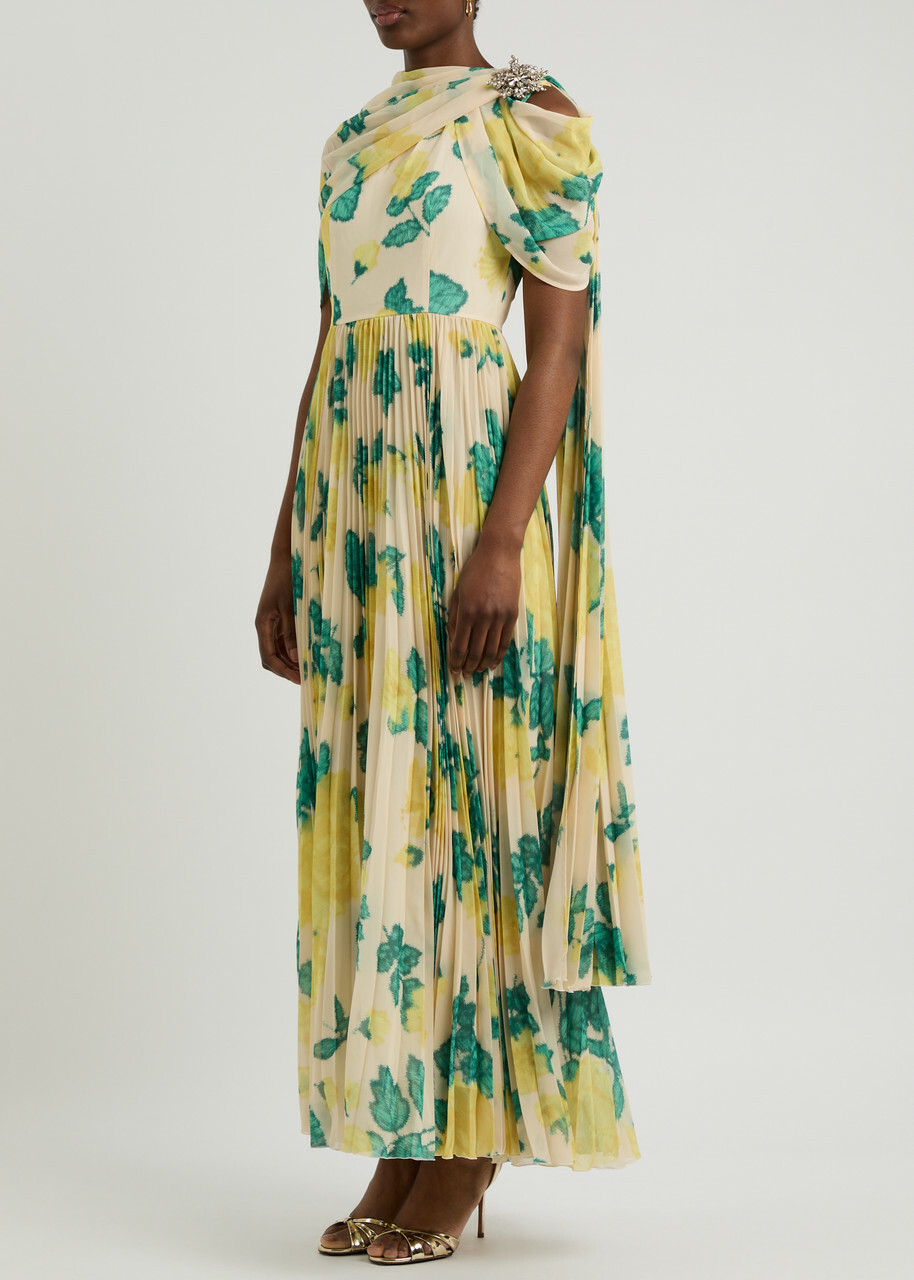Huishan Zhang Alara Floral-print Chiffon Maxi Dress Yellow