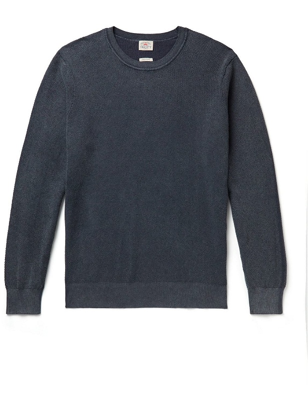 Photo: Faherty - Montego Sunwashed Organic Cotton-Blend Sweater - Blue