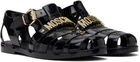 Moschino Black Jelly Lettering Logo Sandals