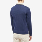 Maison Kitsuné Men's Chillax Fox Patch Adjusted R-Neck Cardigan in Navy Melange