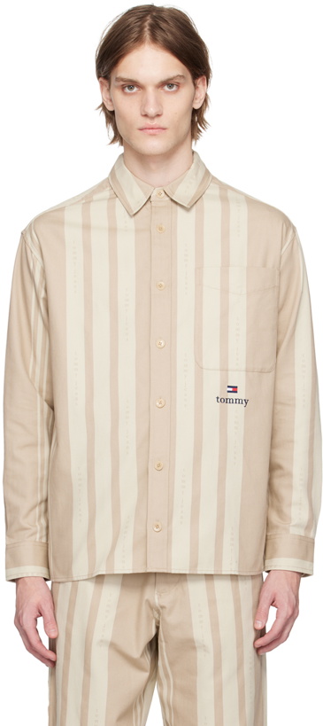 Photo: Tommy Jeans Beige Serif Stripe Shirt