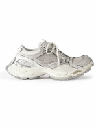 Balenciaga - Stapler Distressed Mesh and Rubber Sneakers - Gray