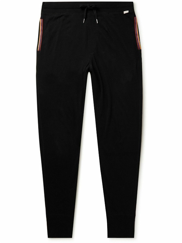 Photo: Paul Smith - Tapered Webbing-Trimmed Cotton-Jersey Sweatpants - Black