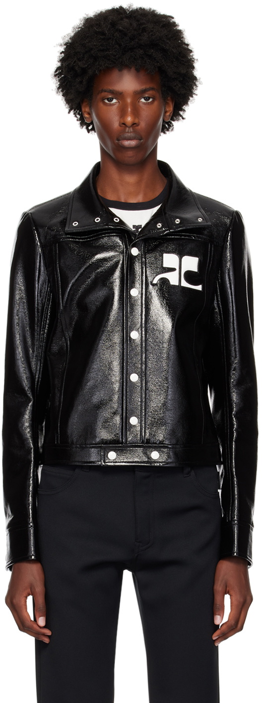 Courrèges Black Reedition Vinyl Jacket Courreges