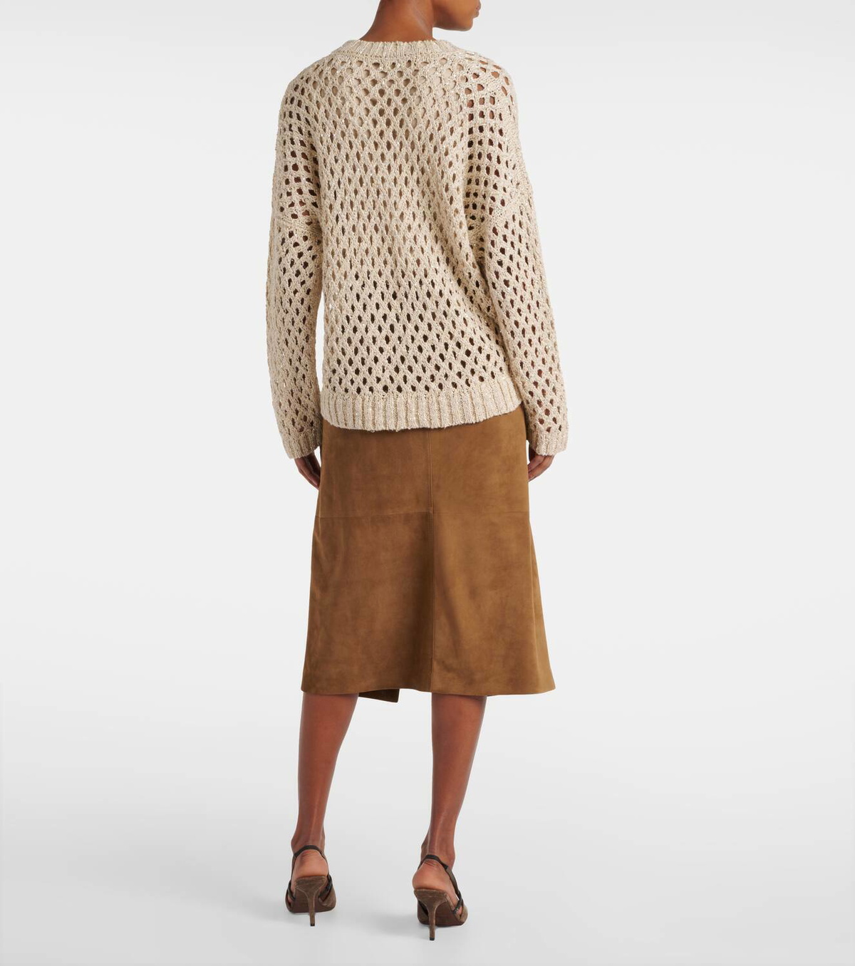 Brunello Cucinelli Sequined silk and linen-blend sweater