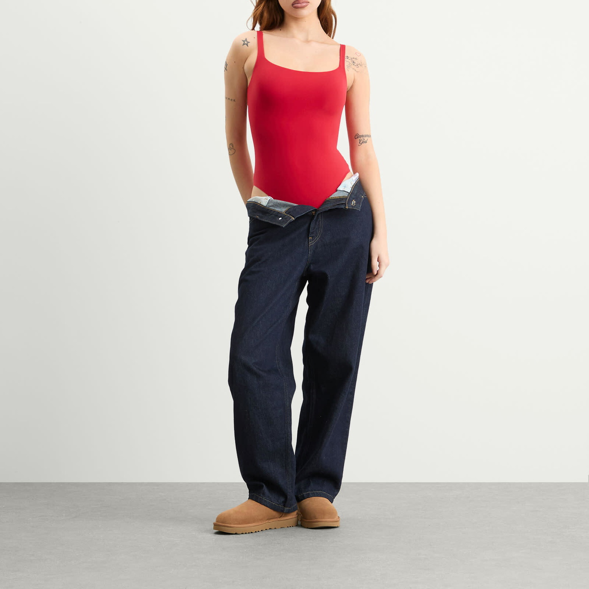 SKIMS Women's Fits Everybody Square Neck Bodysuit in Cherry